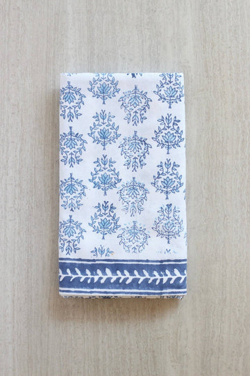 Table Throw - Lotus, Navy & Uniform Blue with Navy Border