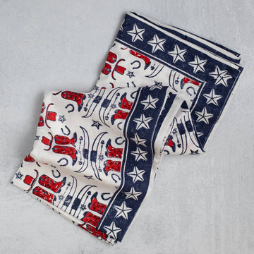 Table Throw (Ivory) - Cowgirl, Navy & Poppy