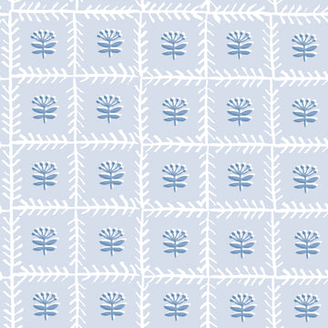 TRELLIS MAHJONG AND GAME TABLECLOTH ~ SOFT BLUE