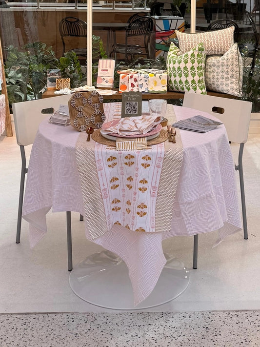 Mended Table Throw - Striped, Rose