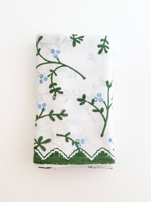 Table Throw - Winterberry, Sage & Uniform Blue