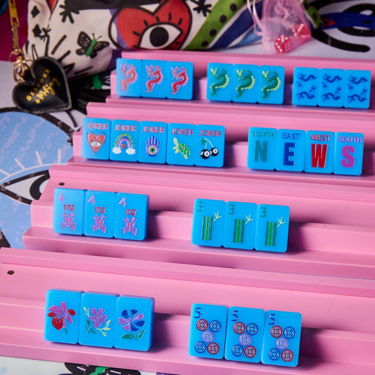 Lucky Charms - Electric Blue Mahjong Tiles