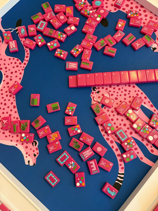 Flirty Leopards - Cobalt Blue Mahjong Mat