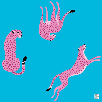 Flirty Leopards - Vivid Blue Mahjong Mat
