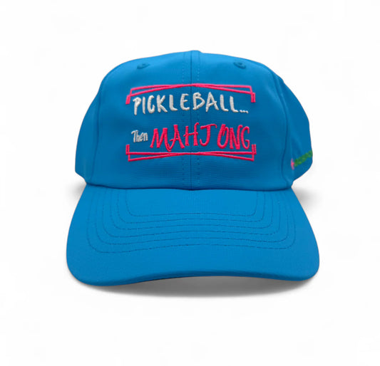 Pickleball Then Mahjong Baseball Cap - Turquoise