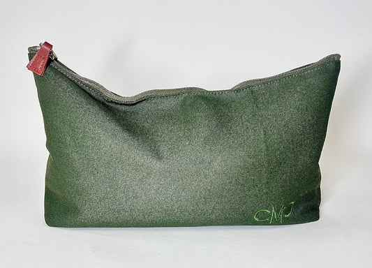 Charleston Mahjong Club Dark Green Canvas Tile Bag, Gingham Liner