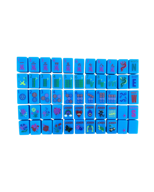 Lucky Charms - Electric Blue Mahjong Tiles