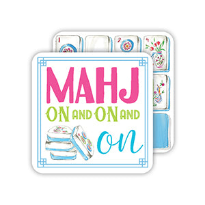 Mahjong Tiles Mahj On and On and On Square Coaster