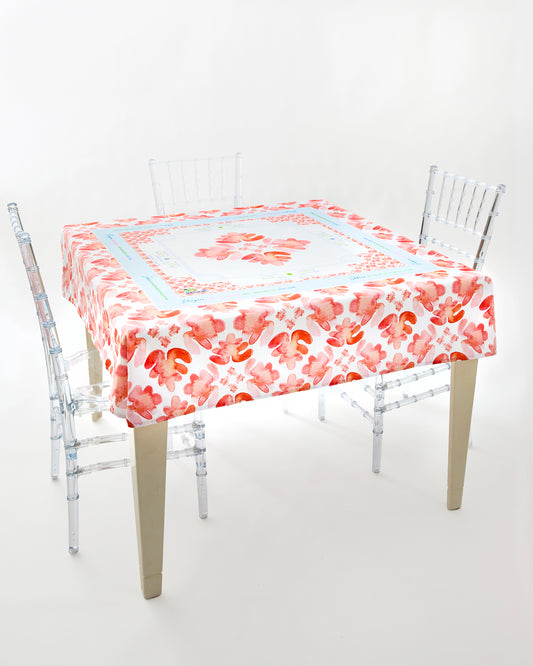 Pop of Poppy Instructional Mahjong Tablecloth