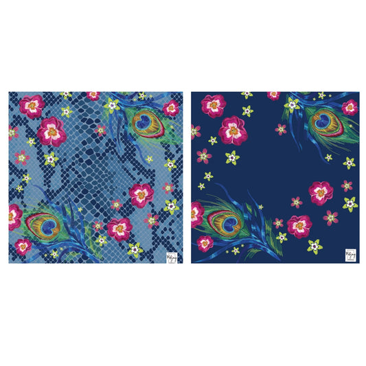DOUBLE-SIDED MAT | Double the Fun/Darjeeling Peacock Mat
