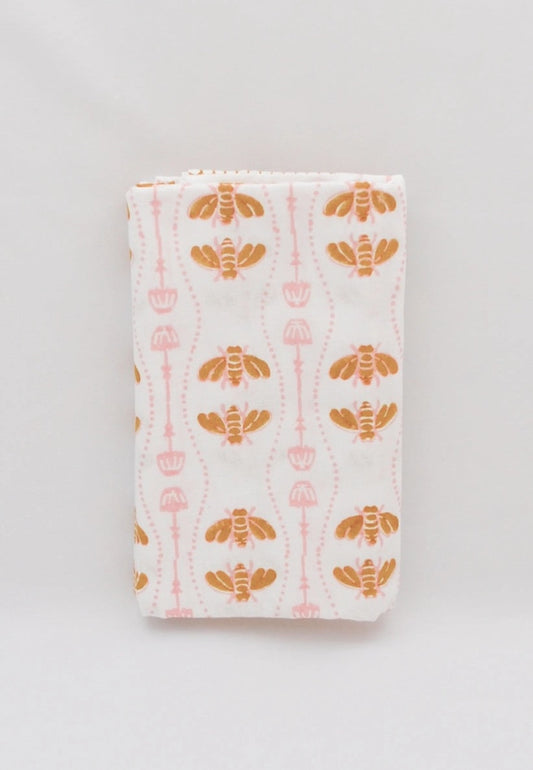 Mended Table Throw - Honeybee - Rose & Mustard