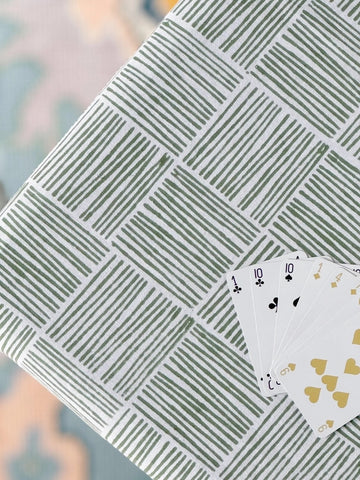 Mended Table Throw - Striped, Sage