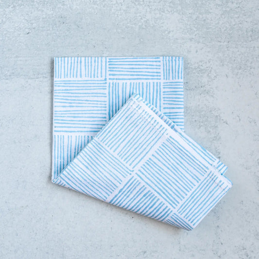 Mended Table Throw - Striped Uniform Blue