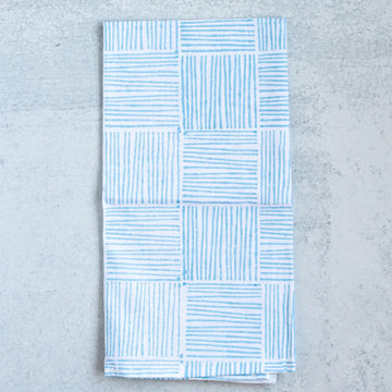 Mended Table Throw - Striped Uniform Blue