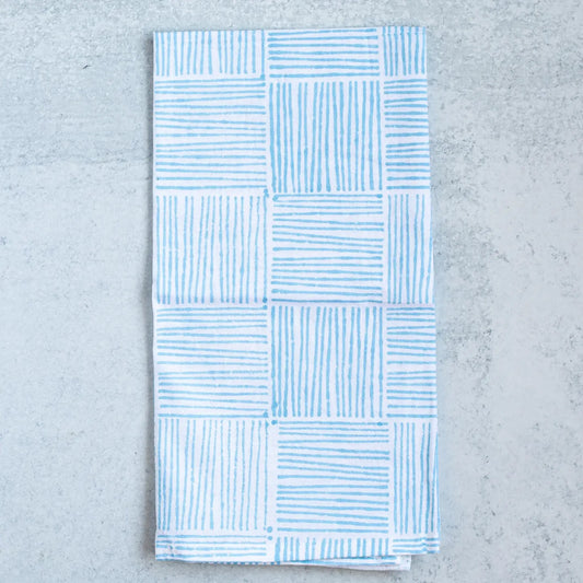 Mended Table Throw - Striped Uniform Blue