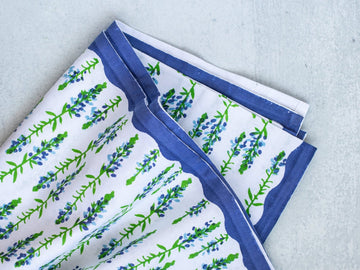Mended Table Throw - Bluebonnets