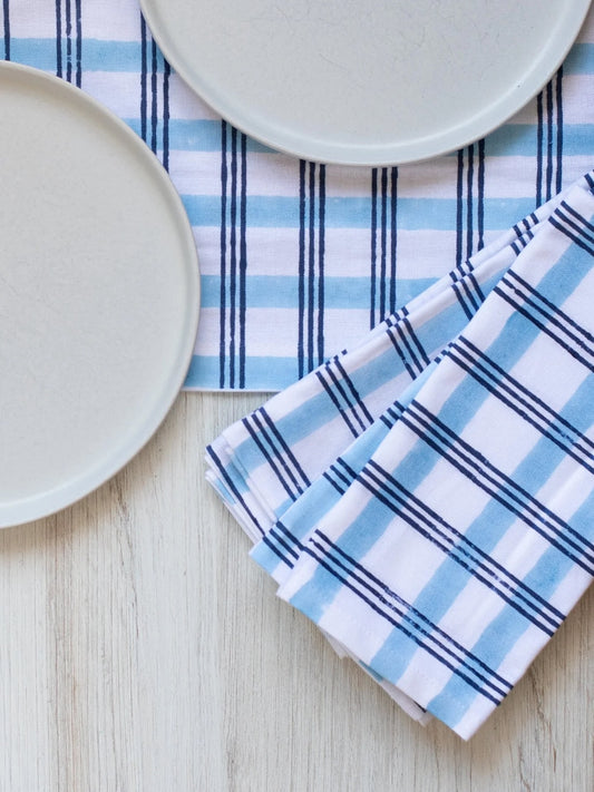 Mended Table Throw Plaid - Navy & Uniform Blue