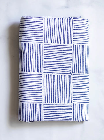 Mended Table Throw - Striped, Navy